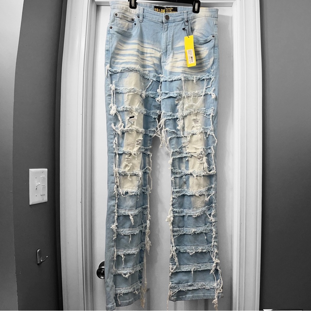 New! Spark Men’s Premium Collection Stretch Stacked Flare Fit Jeans